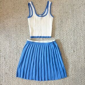 NWOT Blue and White Knit Tank and Skirt Matching Set
